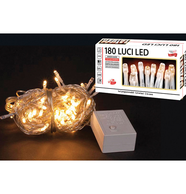 180 Θερμά λευκά λαμπάκια LED με διαφανές καλώδιο
