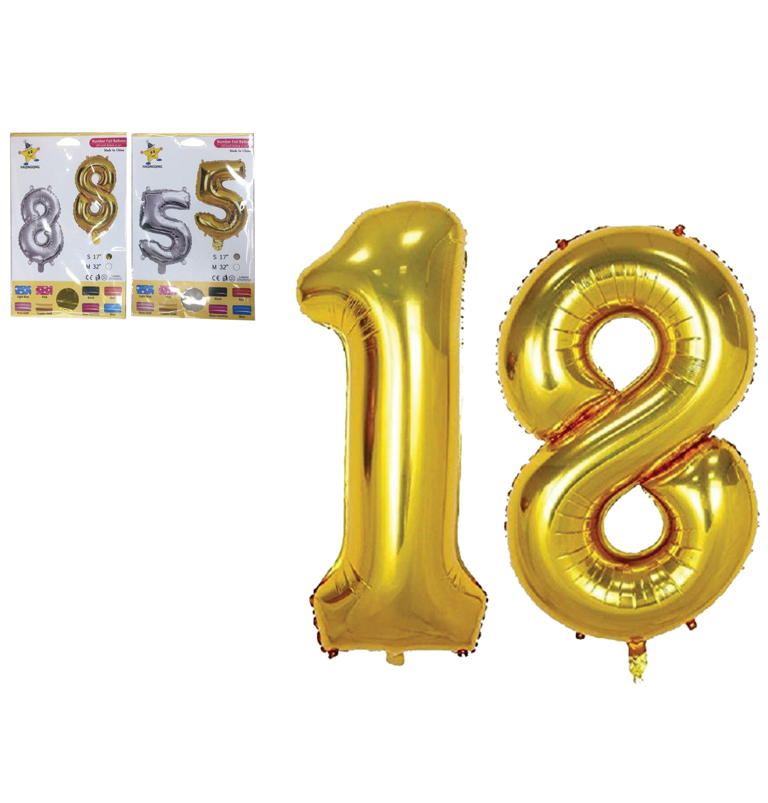 Αλουμινένια μπαλόνια με αριθμούς 0-9 ασημί - χρυσό  