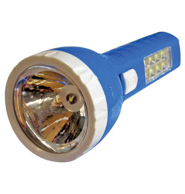 Πλαστικός επαναφορτιζόμενος φακός led 700mAh με 8 led στην λαβή