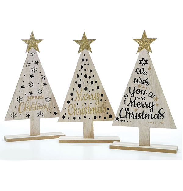 Ξύλινο διακοσμητικό χριστουγεννιάτικο δέντρο 31cm [02476154]