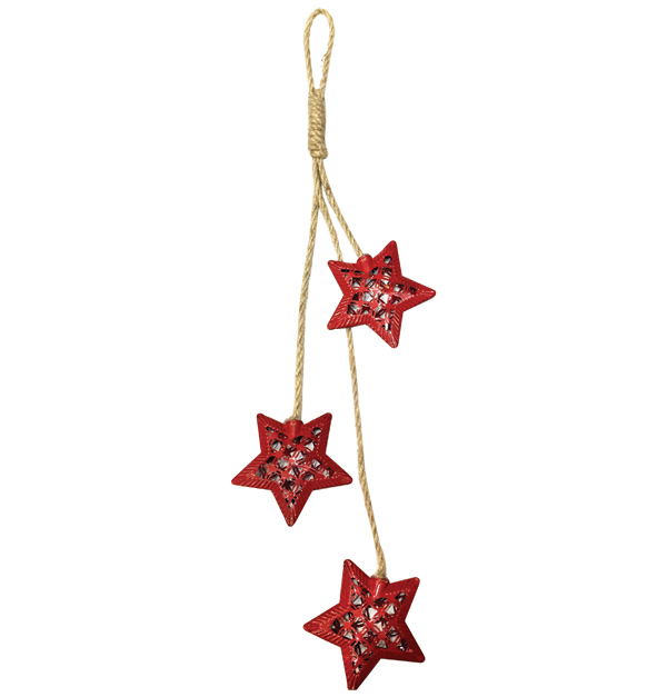 Κόκκινο μεταλλικό κρεμαστό Χριστουγεννιάτικο στολίδι αστέρι [00001162]