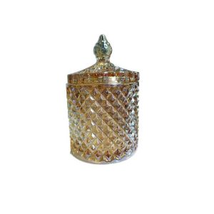 Κυλινδρική χρυσή γυάλινη φοντανιέρα με καπάκι [00203233]