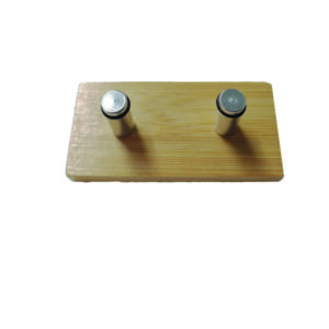 Ξύλινο αυτοκόλλητο κρεμαστράκι 2 θέσεων inox γάντζος [00402684]