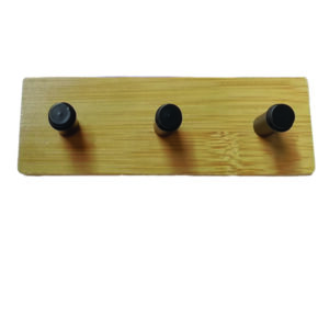 Ξύλινο αυτοκόλλητο κρεμαστράκι 3 θέσεων μαύρος γάντζος [00402687]