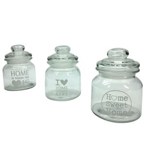 Βαζάκι γυάλινο με σχέδιο love home 650ml [70602942]