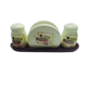 Σετ κεραμικο αλατοπίπερο με χαρτοπετσετοθήκη σε βάση 23cm [00109343]