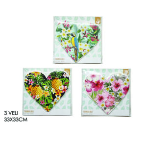 Σετ 12 χαρτοπετσέτες τρίφυλλες 33x33cm "καρδιά" [77695175]
