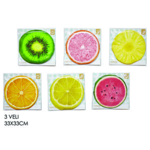 Σετ 12 χαρτοπετσέτες τρίφυλλες 33x33cm "φρούτα" [77695179]
