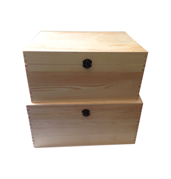 Σετ 2 μεγαλά ξύλινα αλουστράριστα κουτιά 