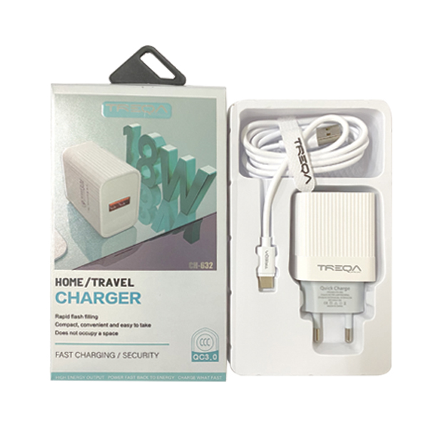 Treqa Φορτιστής usb adapter 18W CS-632 Type-c 