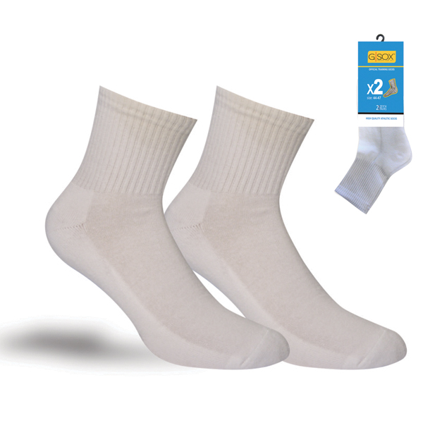 Ανδρικές λευκές αθλητικές κάλτσες σετ 2 ζευγάρια Νο 44-47 [70701007-2]
