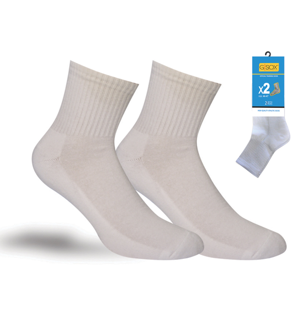 Ανδρικές λευκές αθλητικές κάλτσες σετ 2 ζευγάρια Νο 36-40 [70701007-1]