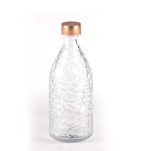 Γυάλινο μπουκάλι νερού Diamond 1 λίτρου με χρυσό βιδωτό καπάκι  [70101880]
