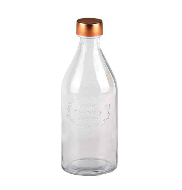 Γυάλινο μπουκάλι νερού  Home 1 λίτρου με χρυσό βιδωτό καπάκι [70101881]