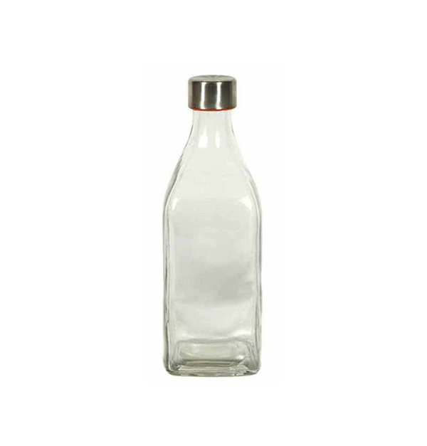 Γυάλινο μπουκάλι νερού 1 λίτρου τετράγωνο με καπάκι [70101921]