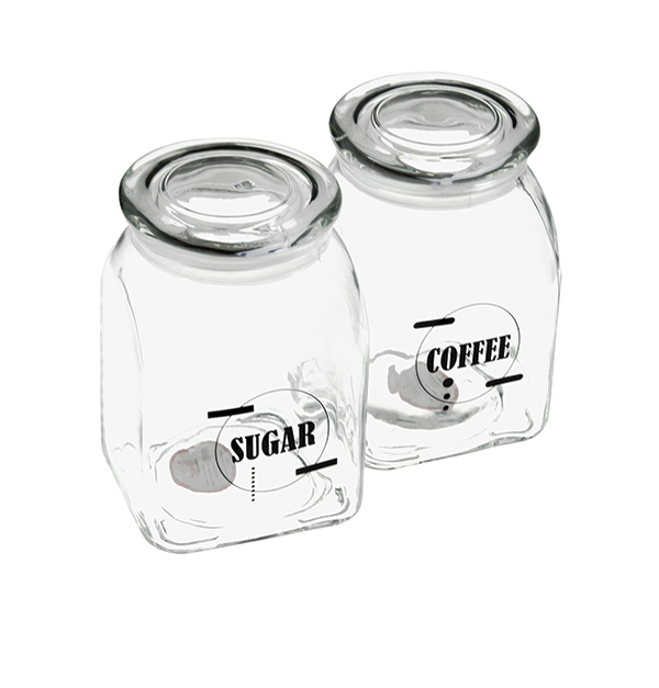 Βαζάκι γυάλινο με σχέδιο για καφέ - ζάχαρη 900ml [70701367]