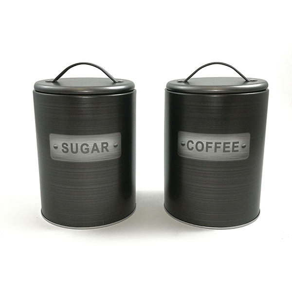 Βάζο μεταλλικό μαύρο για καφέ και ζάχαρι [77695261]