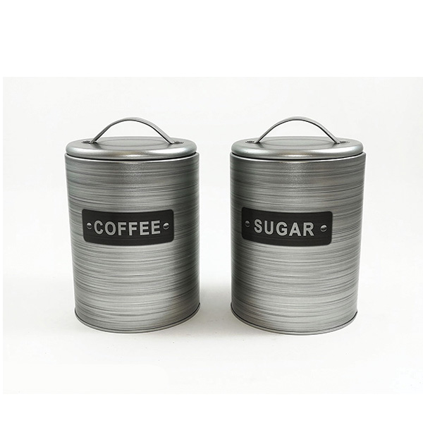 Βάζο μεταλλικό γκρι για καφέ και ζάχαρι 