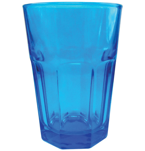 Μπλέ γυάλινο ποτήρι νερού