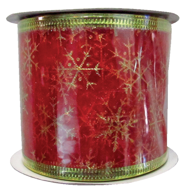 Κόκκινη υφασμάτινη Χριστουγεννιάτικη διακοσμητική κορδέλα 6,3cm [00001126]