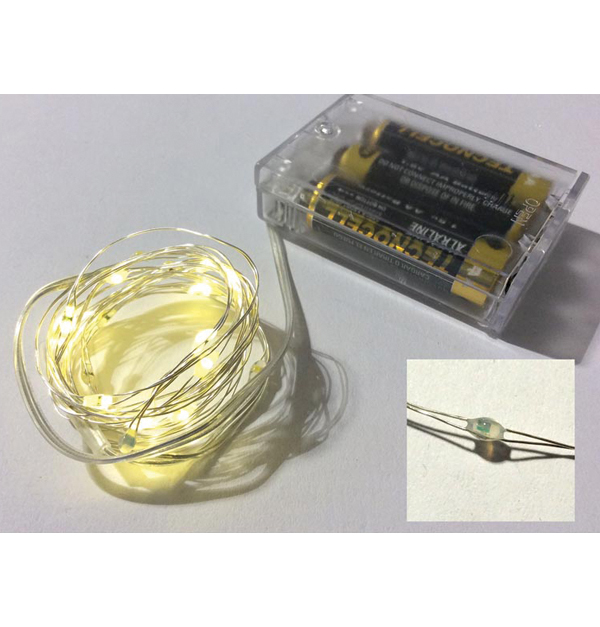 20 θερμά λευκά λαμπάκια led μπαταρίας