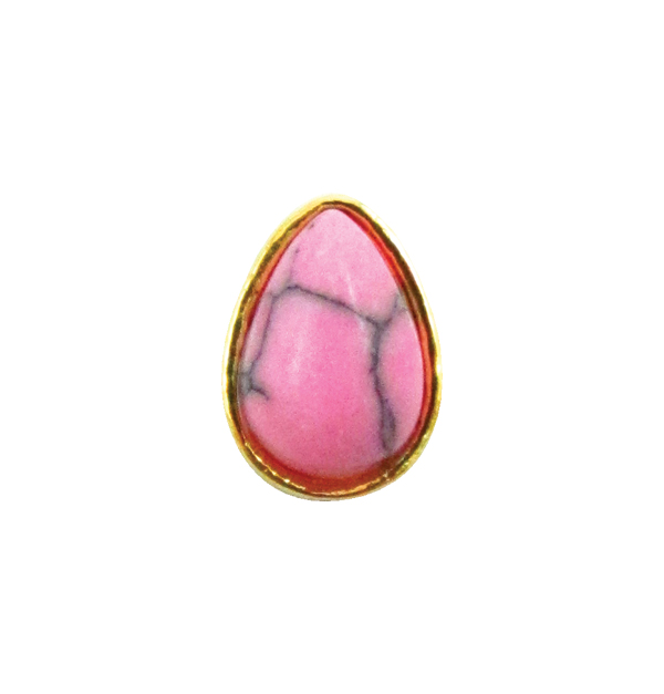 Μεταλλικό διακοσμητικό νυχιών οβάλ με ρόζ πέτρα [40502057-D06]