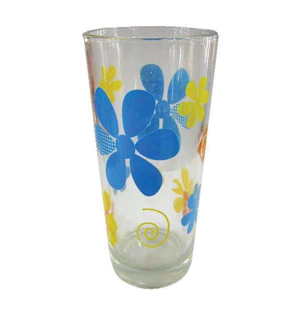 Σετ 6 γυάλινα ποτήρια νερού - Μπλε λουλούδια