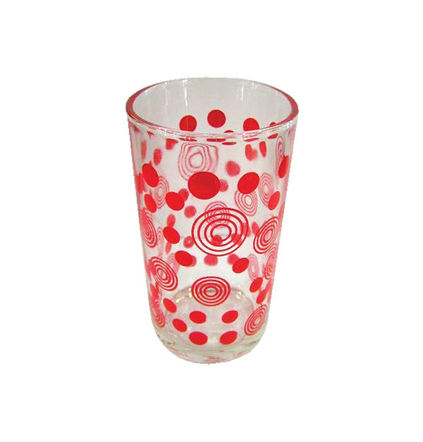 Σετ 6 γυάλινα ποτήρια νερού - Κόκκινοι κύκλοι