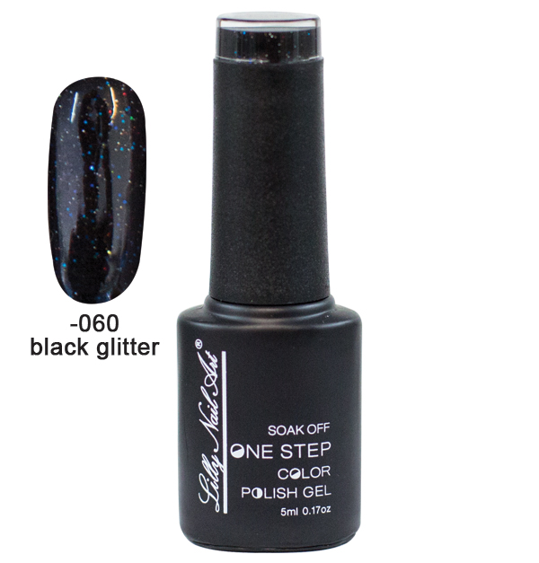 Ημιμόνιμο μανό one step 5ml - Black Glitter [40504002-060]
