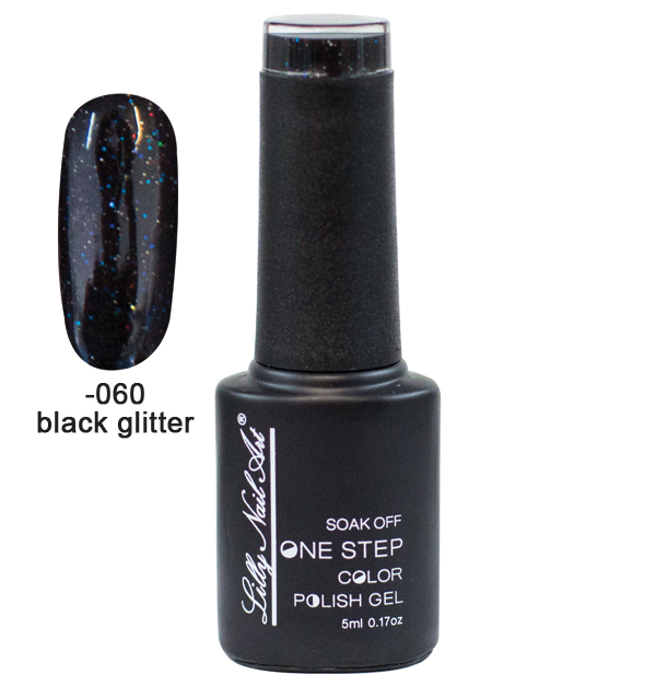 Ημιμόνιμο μανό one step 5ml - Black Glitter 