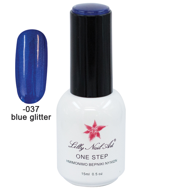 Ημιμόνιμο μανό one step 15ml - Blue glitter 