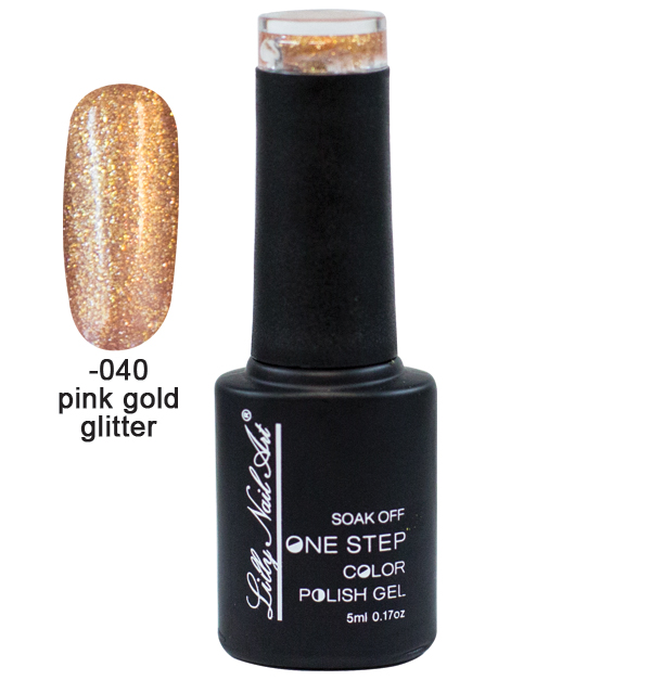 Ημιμόνιμο μανό one step 5ml - Pink gold glitter 