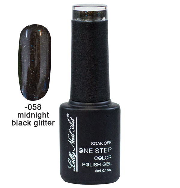 Ημιμόνιμο μανό one step 5ml - Midnight black glitter 