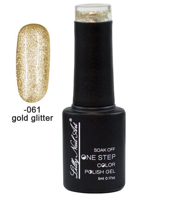 Ημιμόνιμο μανό one step 5ml - Gold glitter 